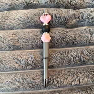 Elegant Pink and Silver Beaded Pen